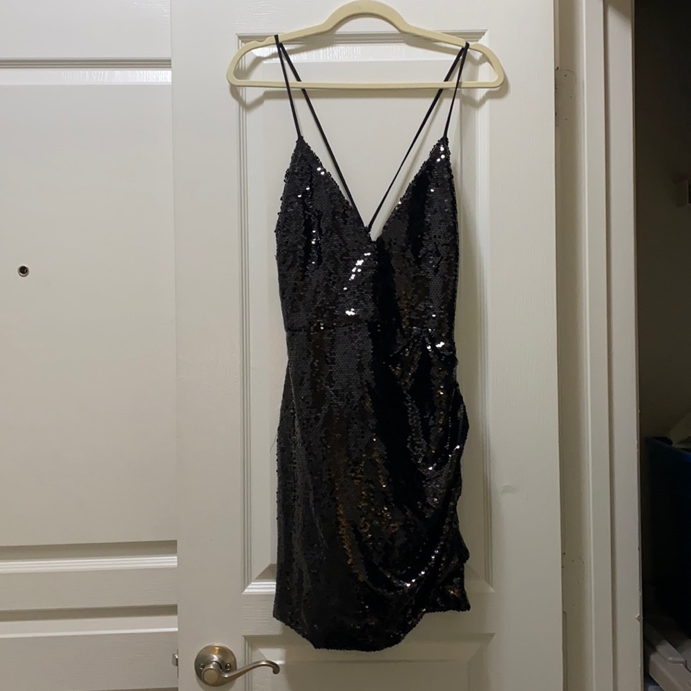 Emory Park black sequin mini dress